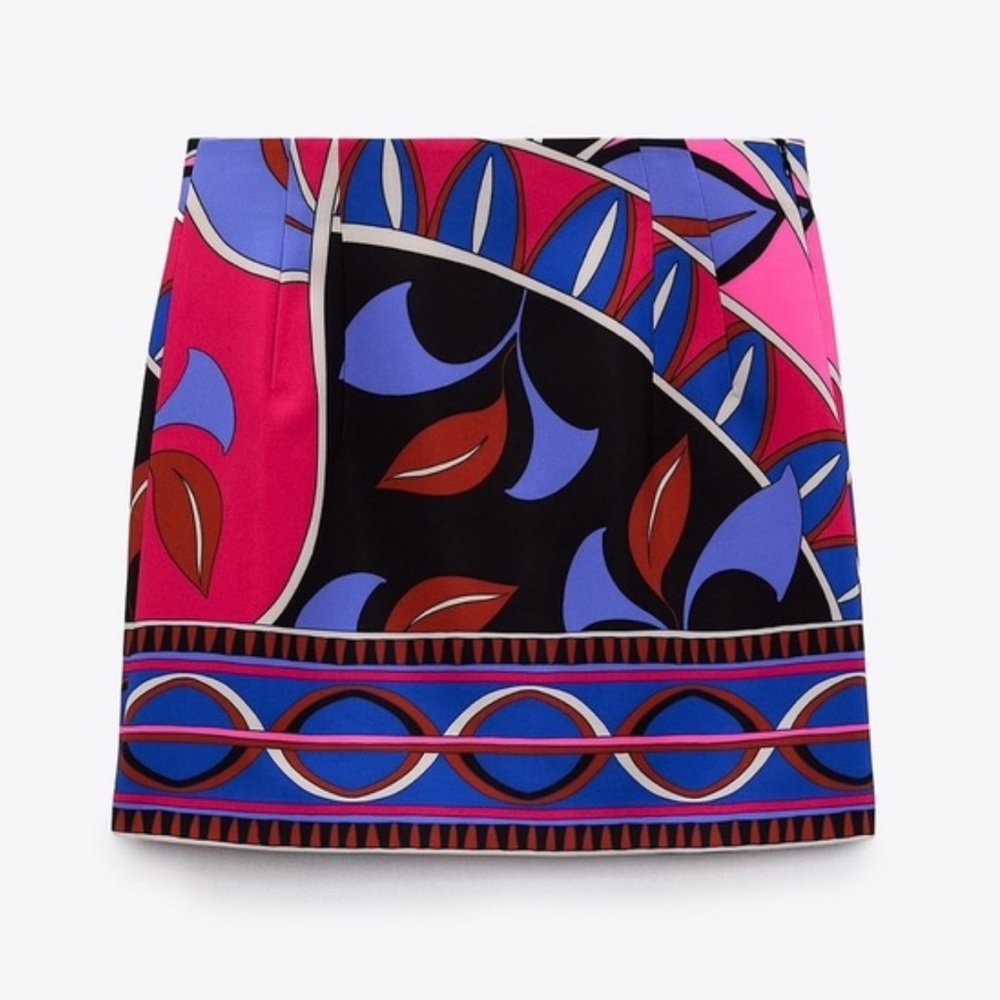 Zara printed mini skirt